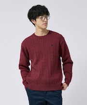 【LIMITED】ワンポイント刺繍入り ケーブル編みプルオーバーニット