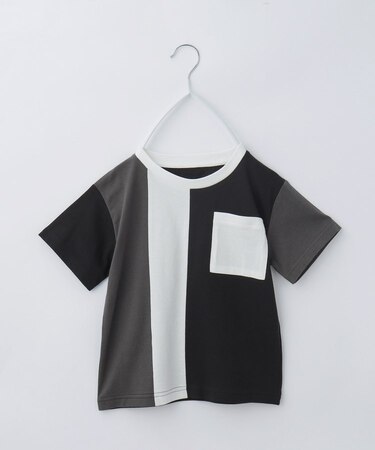 【110-160/洗濯機OK】縦切替えポケットTシャツ