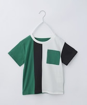 【110-160/洗濯機OK】縦切替えポケットTシャツ