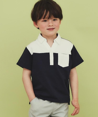 【110－150】切り替えポロシャツ/洗濯機OK