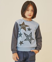 【100-160】星さがら刺繍裏毛プルオーバー/洗濯機OK