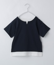 【110-160】キーネックレイヤード風Tシャツ/洗濯機OK