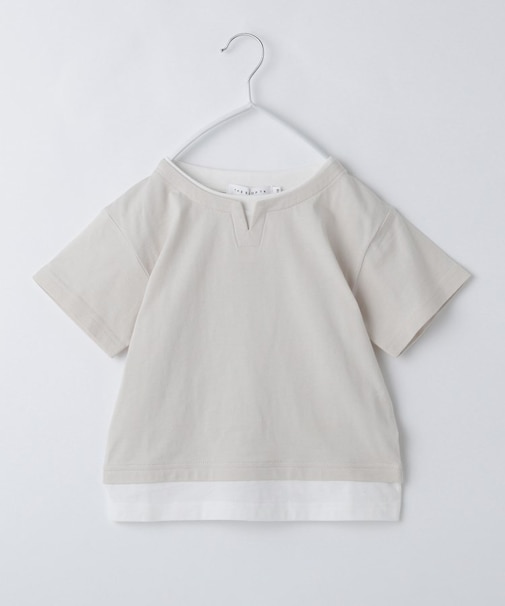 【110-160】キーネックレイヤード風Tシャツ/洗濯機OK