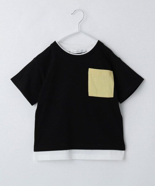 【110-160】レイヤー風ポケットTシャツ/洗濯機OK