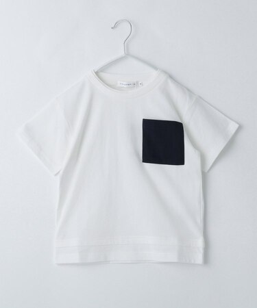 【110-160】レイヤー風ポケットTシャツ/洗濯機OK