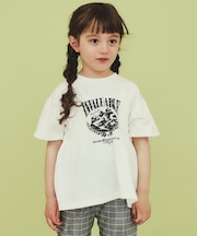 【110-150】シャーリングロゴTシャツ/ママとおそろい・洗濯機OK