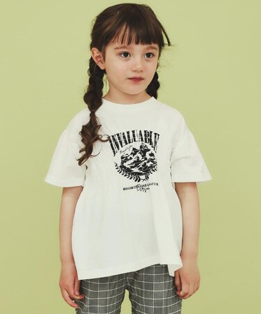 【110-150】シャーリングロゴTシャツ/ママとおそろい・洗濯機OK