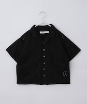 【120-150】刺繍オープンカラーシャツSS