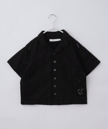 【120-150】刺繍オープンカラーシャツSS