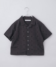 【120-150】刺繍オープンカラーシャツSS