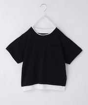【110－160】レイヤード風半袖Tシャツ/洗濯機OK