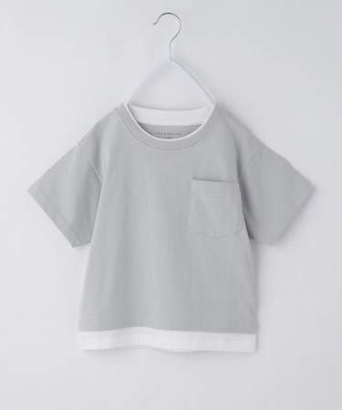 【110－160】レイヤード風半袖Tシャツ/洗濯機OK