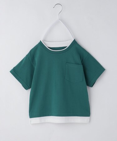 【110－160】レイヤード風半袖Tシャツ/洗濯機OK