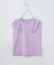 【110ー160】コットン肩フリルTシャツ