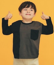 【110-160/洗濯機OK】切り替え長袖Tシャツ