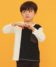 【110-160/洗濯機OK】切り替え長袖Tシャツ
