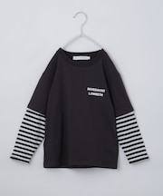 【110－160】レイヤード風デニムアップリケロンTee