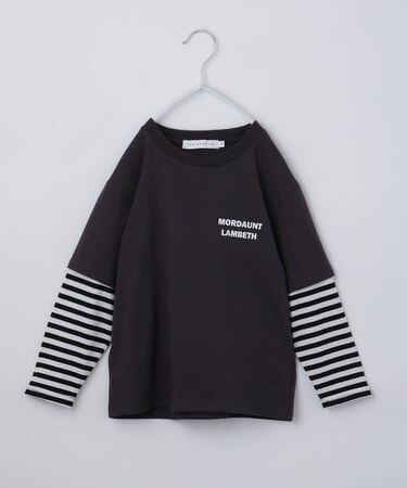 【110－160】レイヤード風デニムアップリケロンTee