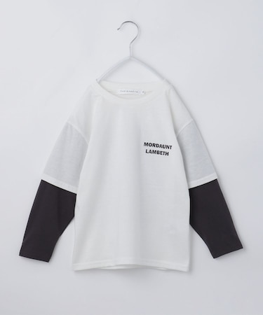 【110－160】レイヤード風デニムアップリケロンTee