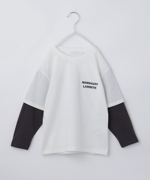 【110－160】レイヤード風デニムアップリケロンTee