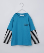 【110－160】レイヤード風デニムアップリケロンTee