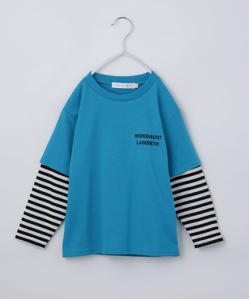 【110－160】レイヤード風デニムアップリケロンTee