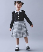【120-130/3点セット】ジャケット＆チェックワンピース/入園・卒園・入学