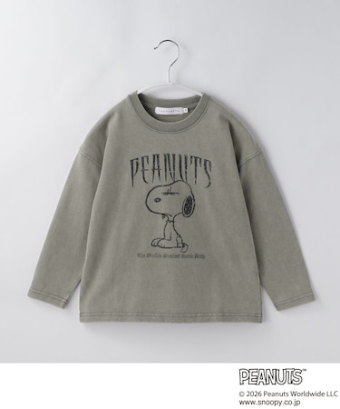 【110－160】PEANUTS ／ ピーナッツ スヌーピー ヴィンテージ風プリント長袖Tシャツ