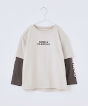 【110-160】袖レイヤード長袖迷彩アップリケ