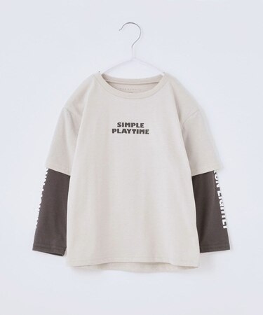 【110-160】袖レイヤード長袖迷彩アップリケ