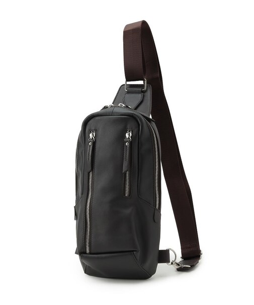 レザー縦型ボディバッグ