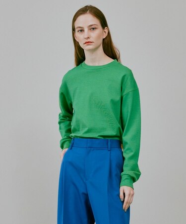 ウールナイロンミラノリブクルーニットソー