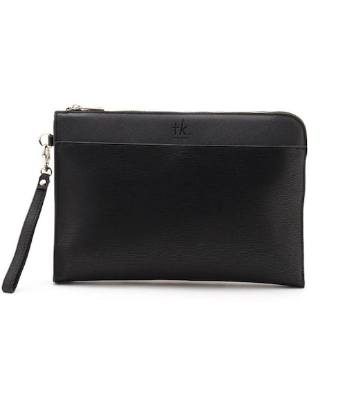 レザー調ジップクラッチバッグ