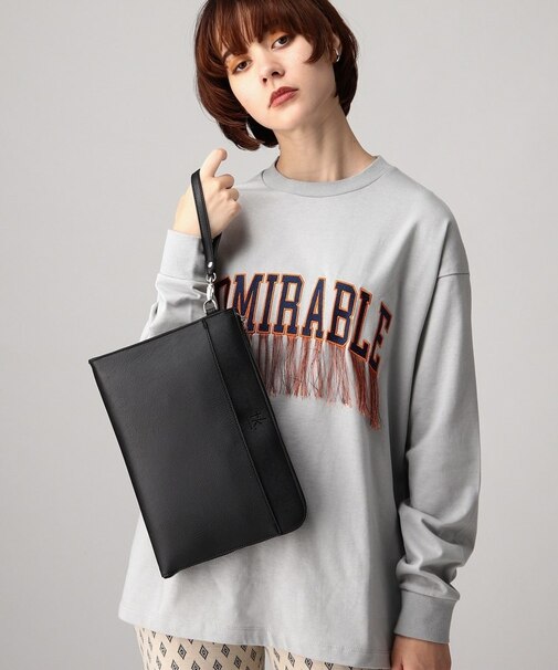 【WEB限定】レザー調ジップクラッチバッグ