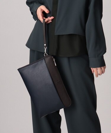 【WEB限定】レザー調ジップクラッチバッグ