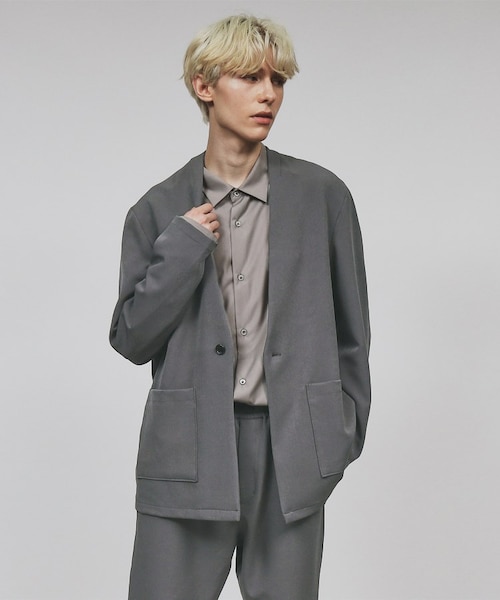 セットアップ対応】360度ストレッチノーカラージャケット｜ティーケー