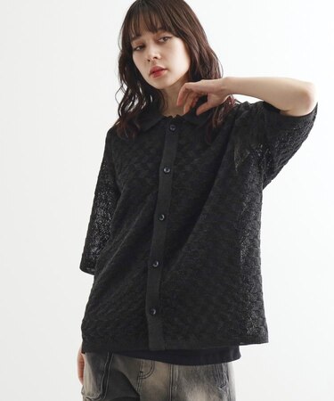 ニットポロカーディガン