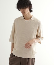 リネンライクニットポロシャツ