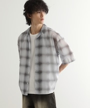 メッシュオンブレーチェックシャツ
