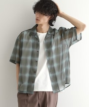 メッシュオンブレーチェックシャツ