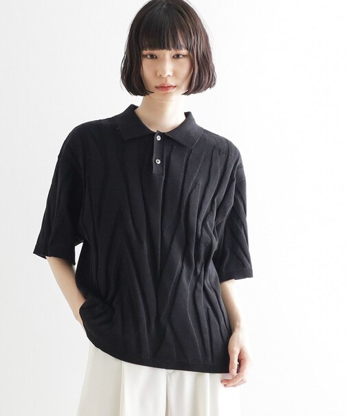 ジャカードニットポロ