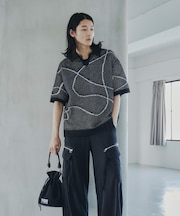 ラインアートニットポロ