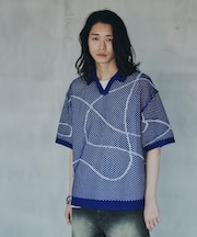 ラインアートニットポロ