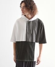 5分袖キリカエポンチフーディ