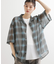 メッシュオンブレ―チェックシャツ