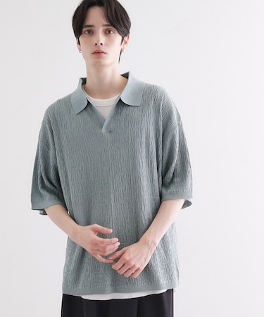スキッパーニットポロシャツ