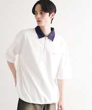 配色ハーフジップポロシャツ