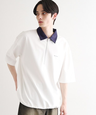 配色ハーフジップポロシャツ