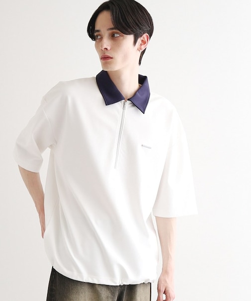 配色ハーフジップポロシャツ