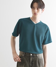 フェイクレイヤードVネックカットソー